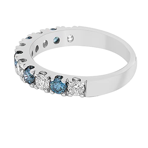 New World Diamonds 14k White Gold Lab-Created Blue Diamond Wedding Ring Band (1.00 cttw, F-G Color, VS-SI Clarity)