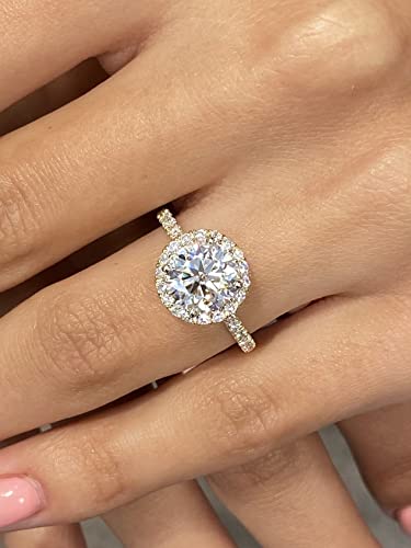 GLAM AND GEMS 1/2 Carat Lab Grown Diamond and 2 Carat Moissanite Engagement Ring for Women in 14k White/Yellow/Rose Gold (D-E, VS, cttw) Wedding Ring Size 5.5 to 8 (10)