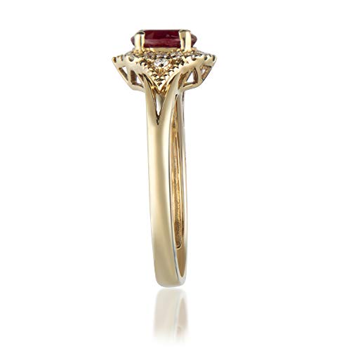 Gin & Grace 10K Yellow Gold Mozambique Genuine Ruby Ring with Diamonds for women | Ethically, authentically & organically sourced (Oval-Cut) shaped Ruby hand-crafted jewelry for her | Ruby Ring for women