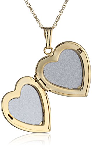 Amazon Collection 14k Yellow Gold Heart Locket Necklace with Diamond-Accent