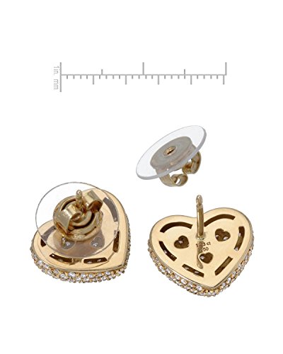 HELLMUTH 18K Yellow Gold 2.86 CTW Color F-G, VVS2 Diamond Heart Earrings For Women. Length 13 mm.