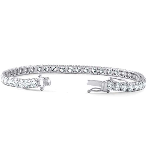 P3 POMPEII3 10ct Certified Lab Grown Diamond Tennis Bracelet 14K White Gold 7