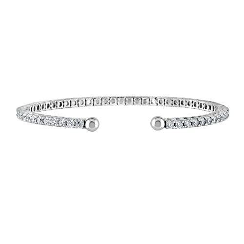 Diamond Wish 1 3/4 to 4 3/4 Carat Lab Grown Diamond Straight All The Way Flex Bangle Bracelet for Women in 14k White Gold (E-F, VS, 1.75 to 4.75 cttw) Adjustable