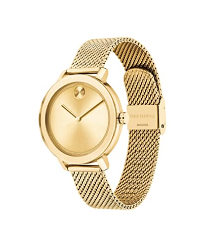 Movado Women s Bold Evolution Swiss Quartz Watch with Stainless Steel Mesh Bracelet, Yellow Gold (Model: 3600814)