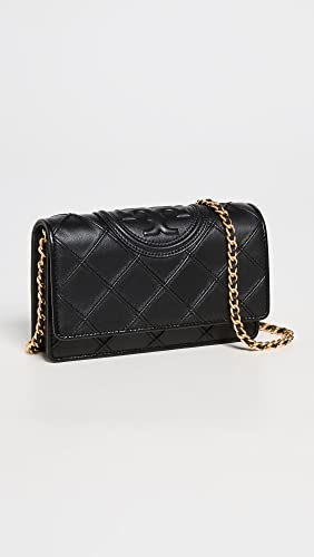 Tory Burch Women s Fleming Soft Chain Wallet, Black, One Size