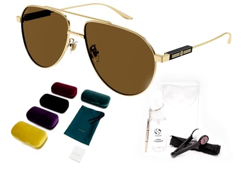 Gucci GG1311S Pilot Aviator Shape Sunglasses + Bundle with eSHADES Luxury Eyewear Kit