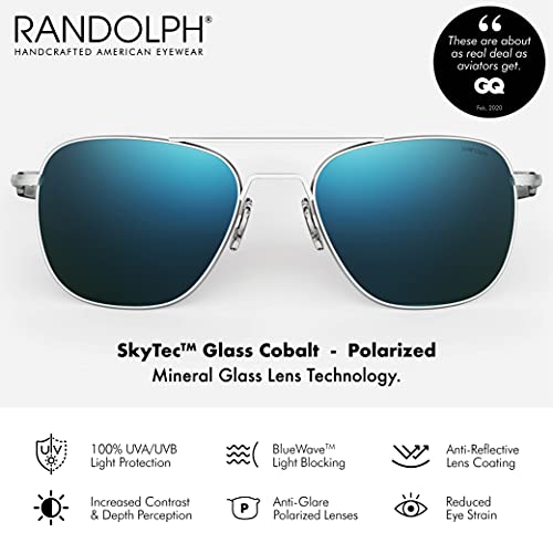 Mens or Womens Aviator Sunglasses, Matte Chrome, Classic, Polarized and Non-Polarized with UV Protection by Randolph USA