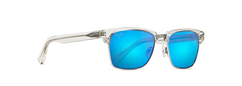 Maui Jim Unisex Sunglasses Clear Frame, Blue Hawaii Mirror Polarized Lenses, 54MM