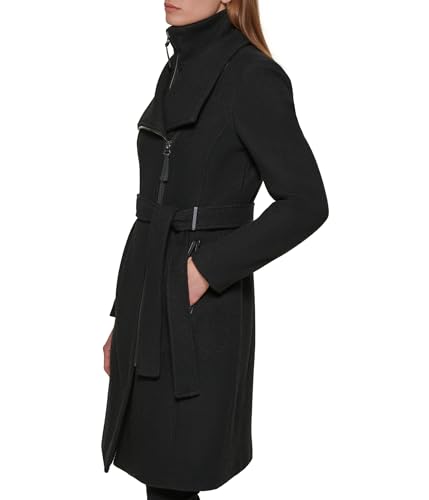 Calvin Klein Women s Angled Twill Fabric Wing Collar Coat