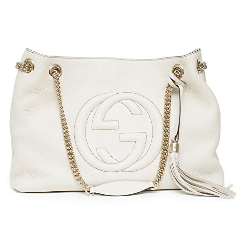 Gucci Soho Ivoire Ivory Gold Double Chain Soft Hobo Leather Shoulder Bag Italy Authentic New