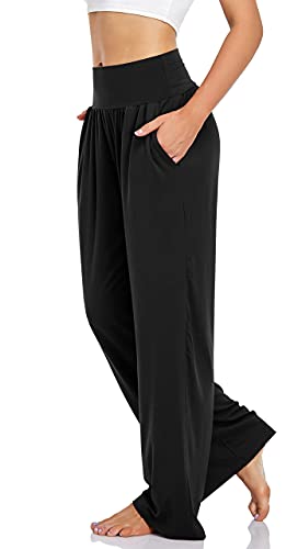 UEU Women s Casual Loose Wide Leg Cozy Pants Yoga Sweatpants Comfy High Waisted Sports Athletic Lounge Pants with Pockets