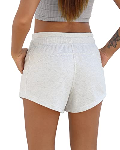 ODODOS Women s Sweat Shorts with Pockets Cotton French Terry Drawstring Summer Workout Casual Lounge Shorts