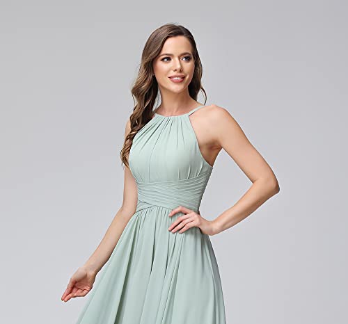 Clothfun Women s Halter Bridesmaid Dresses Long Chiffon Formal Dresses Evening Party Dress 2023