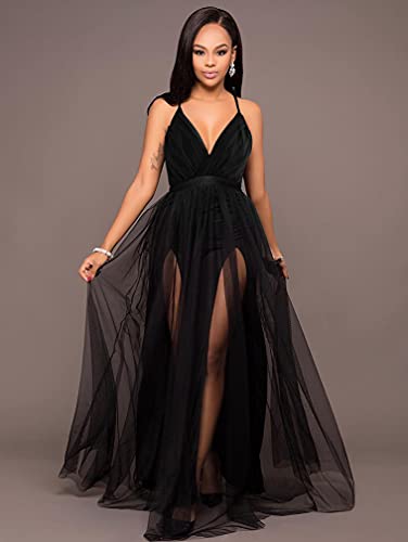 XXTAXN Women s Sexy Deep V Neck Split Cocktail Party Formal Bridesmaid Maxi Dress