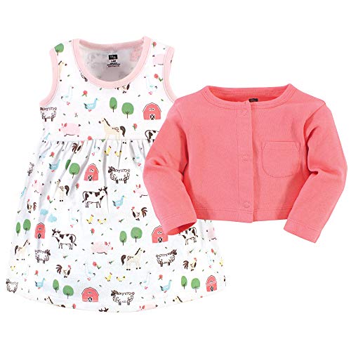 Hudson Baby Girls  Cotton Dress and Cardigan Set