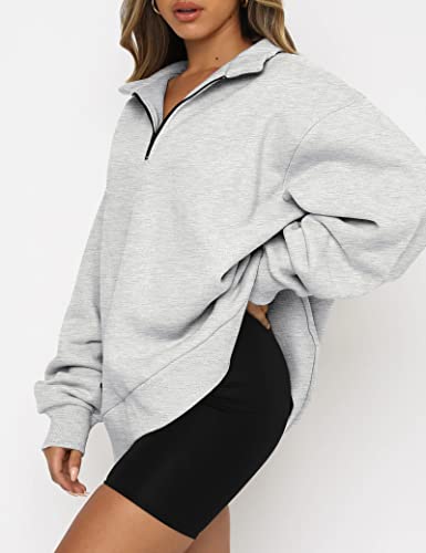 Trendy Queen Womens Oversized Half Zip Pullover Long Sleeve Sweatshirt Quarter Zip Hoodie Sweater Teen Girls Fall Y2K Clothes