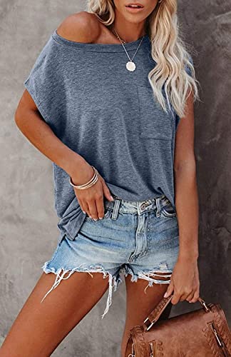 SMENG Womens Tops Summer Fashion Batwing Short Sleeve t Shirts Blouses