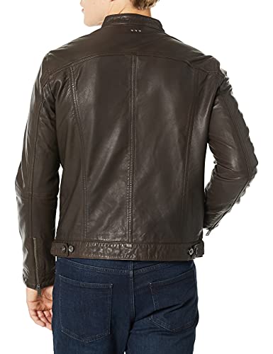 John Varvatos Star USA Men s Brando Band Collar Leather Jacket