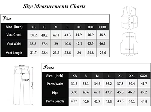 XUELC Men Suits 2 Pieces Vest+Pants+Tie Set V-Neck Slim Fit Casual Waistcoat Suit