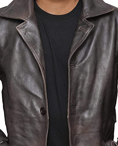 Brown Leather Jacket Men - Natural Distressed Leather Jackets for Men