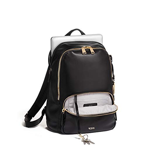 TUMI Voyageur Hannah Leather Backpack - Women s Backpack & Computer Bag - For Everyday Use & Travel - Black & Gold Hardware