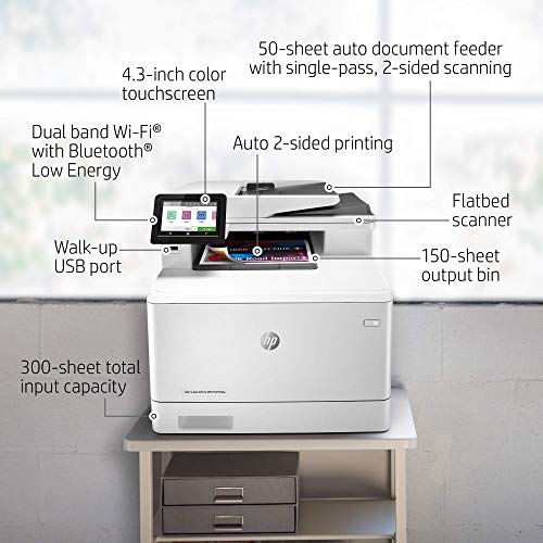 HP Color LaserJet Pro Multifunction M479fdw Wireless Laser Printer with One-Year, Next-Business Day, Onsite Warranty (W1A80A), White