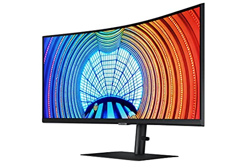 SAMSUNG 34” ViewFinity S65UA Series Ultrawide QHD Curved Monitor, HDR10, 100Hz, 350 nit, USB- C, Adjustable Stand, Intelligent Eye Care, LS34A650UBNXGO, Black