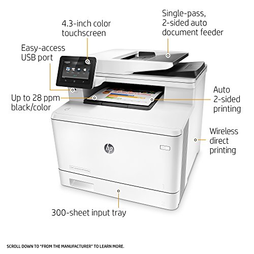 HP LaserJet Pro M477fdw All-in-One Wireless Color Laser Printer with Double-Sided Printing, Amazon Dash Replenishment ready (CF379A)