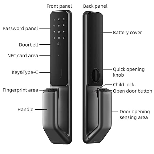 GHGHF Intelligent Fingerprint Door Lock for Security Smart Lock Digital Password Automatic Electronic Lock (Size : C1 30240)