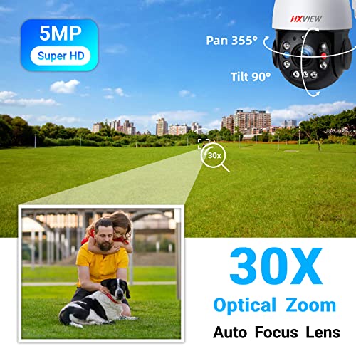 HXVIEW Security Camera Outdoor Bundle with 30X Optical Zoom Camera, 4K 8MP POE Security Camera System, AI Human Vehicle Detection