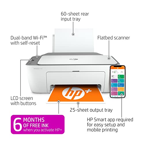 HP DeskJet 2755e Wireless Color All-in-One Printer with bonus 6 months Instant Ink (26K67A)