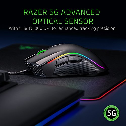 Razer Mamba Elite Wired Gaming Mouse: 16,000 DPI Optical Sensor - Chroma RGB Lighting - 9 Programmable Buttons - Mechanical Switches