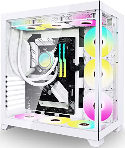 KEDIERS PC Case - ATX Tower Tempered Glass Gaming Computer Case with 9 ARGB Fans,C590