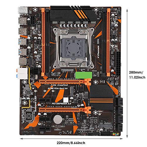 X99 LGA2011-3 DDR4 Computer Motherboard Mainboard, Intel LGA2011 V3 Gaming Motherboard with NVME M.2, Four Channels DDR4 ECC/REG RAM i7 Processor