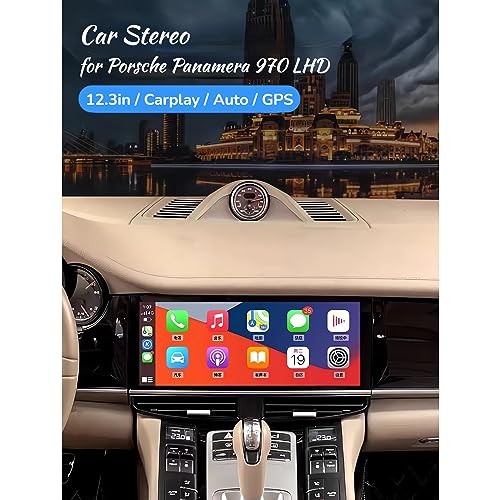 Car Stereo for Porsche Panamera 970 LHD, 12.3in HD Touch Screen Radio Reciever Car Multimedia Player Wireless Carplay GPS Navigation Replacement for Panamera (6+128G)