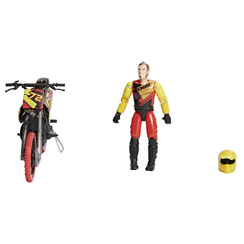 MXS Motocross Bike Toys Moto Extreme Sports, Bike & Rider with SFX Sounds by Jakks Pacific Action Figure Playsets - #72 Red & Yellow Rider, for Kids Ages 5+, Model:405042