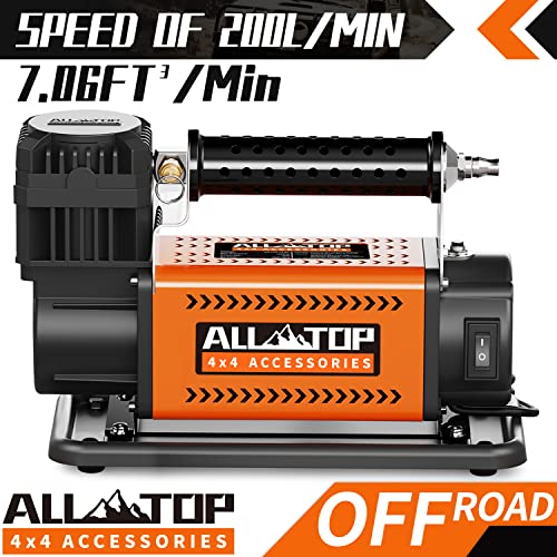 ALL-TOP Air Compressor Kit, 12V Portable Inflator 7.06CFM, Offroad Air Compressor for Truck Tires,Air Pump for Car Tire, Heavy Duty Air Compressor Max 150PSI for Jeep SUV 4x4 Vehicle RV Tire