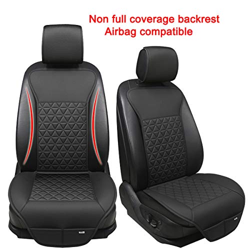 Black Panther 1 Pair Luxury PU Car Seat Covers Protectors for Front Seats, Triangle Pattern, Compatible with 95% Cars (Sedan/SUV/Pickup/Van) - Black