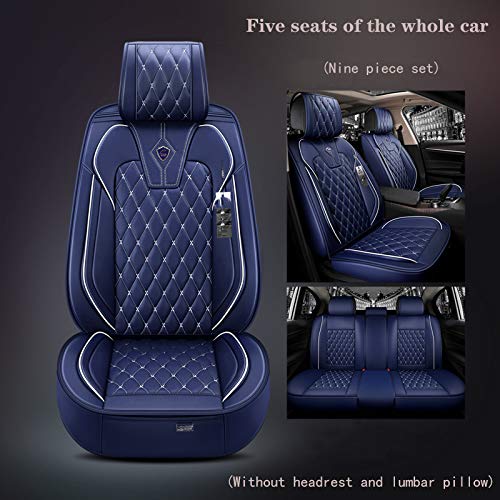 Saienno ZFL01 Luxury Leather Car Seat Covers Front & Rear Seat Protector Fit Sedan & SUV 5 Seats Full Set Universal Fit (Blue)