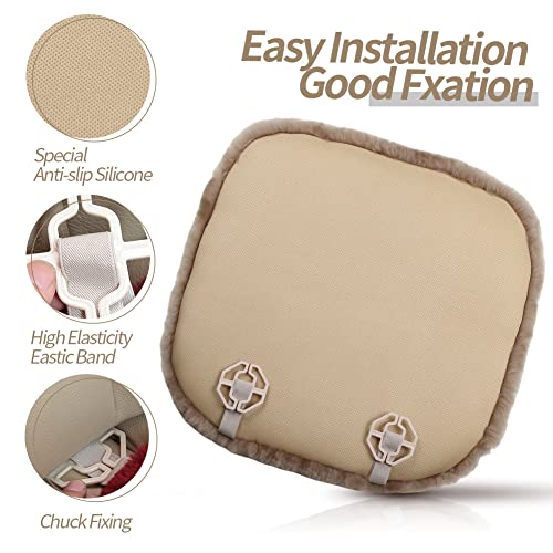 IRIWOOL Luxury Genuine Sheepskin Auto Seat Cover, Soft Wool Seat Pad Warm for Car and Office Chair Non-Slip Universal Fit, 19.2 Inch x19.2 Inch (Front seat Cushion 1pc, Light Brown)