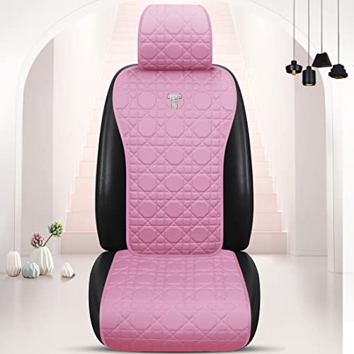 Begonydeer Luxury Car Seat Cover Pink Leather Seat Covers Comfort Universal Seat Covers for Cars for Women 11pcs Auto Seat Cushion Covers with Blingbling 2/3 Covered Fit Car Auto Truck SUV (S-Pink)