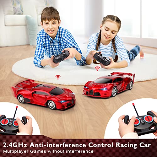 KULARIWORLD Remote Control Car 2.4Ghz Rechargeable High Speed 1/18 RC Cars Toys for Boys Girls Vehicle Racing Hobby with Headlight Christmas Birthday Gifts for Kids (Red)