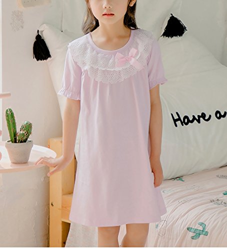 Zegoo Girls 100% Cotton Organic Nightgown Lace Sleepwear Dress 4-14 Years Old