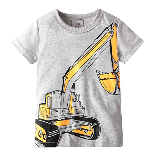 TABNIX Boys  4-Pack Excavator Short Sleeve Crewneck T-Shirts Top Tee Size 2-7 Years Toddler Boys  Value Pack Cotton T-Shirt