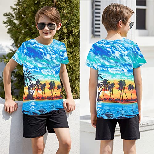 RAISEVERN Boys Girls 3D Graphic Printed T-Shirts Unisex Short Sleeve Summer tees for 4-14 Years