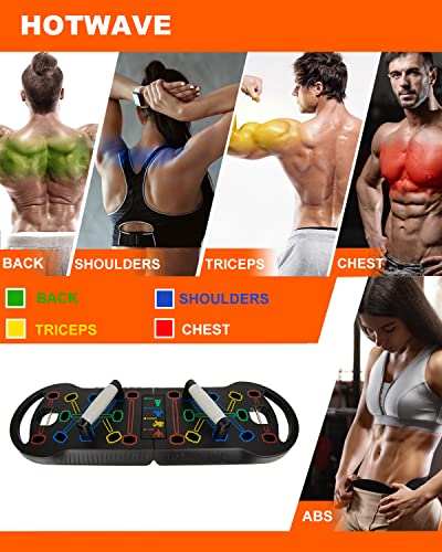 HOTWAVE Portable Exercise Equipment with 16 Gym Accessories.20 in 1 Push Up Board Fitness,Resistance Bands with Ab Roller Wheel,Pilates Bar. Strength Training for Man,Full Body Workout Machine at Home