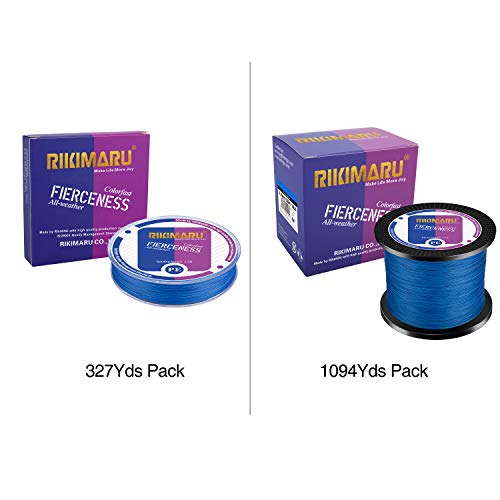 RIKIMARU Braided Fishing Line Abrasion Resistant Superline Zero Stretch&Low Memory Extra Thin Diameter 327-1094 Yds, 4-180LB