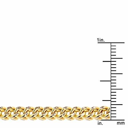 14K REAL Yellow Gold 4.00mm Shiny SOLID Diamond-Cut Round Franco Chain Necklace Or Bracelet for Pendants and Charms with Lobster-Claw Clasp (8.75