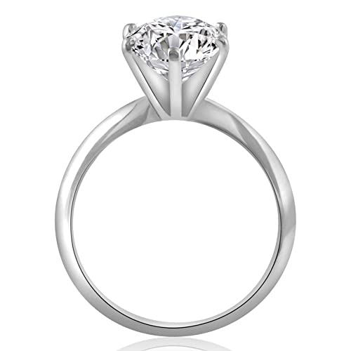 14k White Gold 3.18Ct Oval Solitaire Diamond Engagement Ring High Polished 6-Prong IGI Certified Lab Grown (H/VS2)