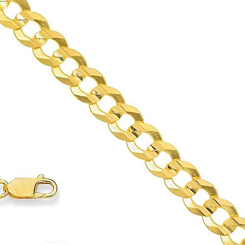 14K Solid Yellow Gold 3.2MM, 4.5MM, 5.5MM, 7MM and 8MM Thick Heavyweight Cuban Curb Link Chain Necklace or Bracelet- Lobster Claw